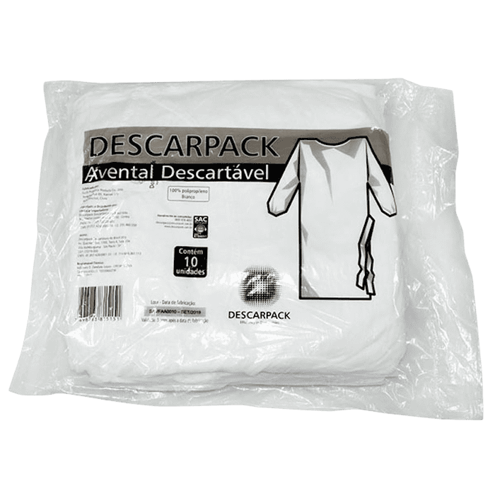 Avental Descartável Branco Procedimento 20GM ML PCT 10UN - Imagem 2