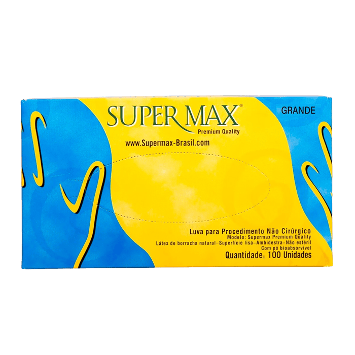 Luva de látex Branca para procedimento (pouco pó) – Supermax® - Imagem 3