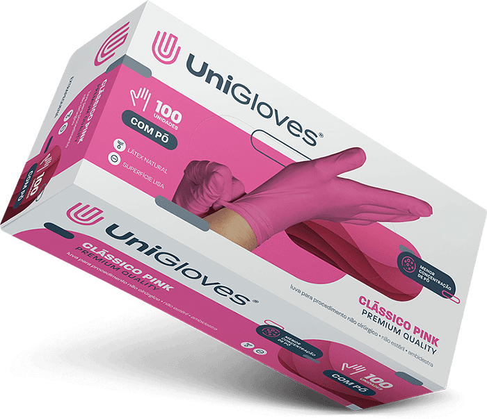 Luva de látex Pink para procedimento (pouco pó) - UniGloves®