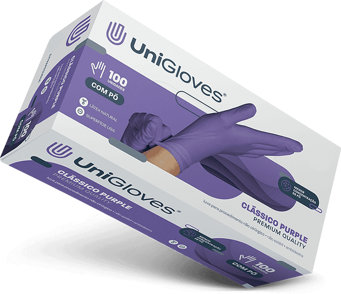 Luva de látex Roxa para procedimento (pouco pó) - UniGloves®
