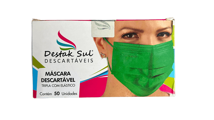 Máscara Tripla c/ Elástico Verde Destaksul cx 50Un - Imagem 2