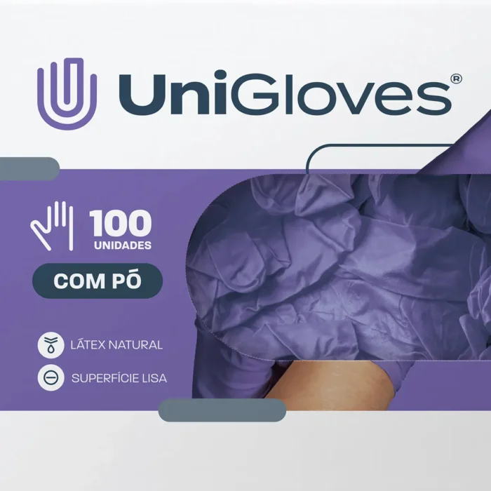 Luva de látex Roxa para procedimento (pouco pó) - UniGloves® - Imagem 3