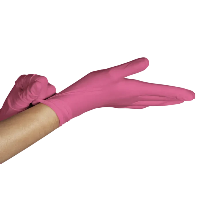 Luva de látex Pink para procedimento (pouco pó) - UniGloves® - Imagem 2