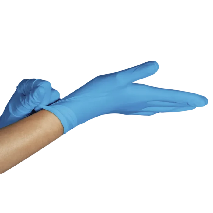Luva Nitrilica Azul para procedimento (sem pó) - UniGloves® - Imagem 2