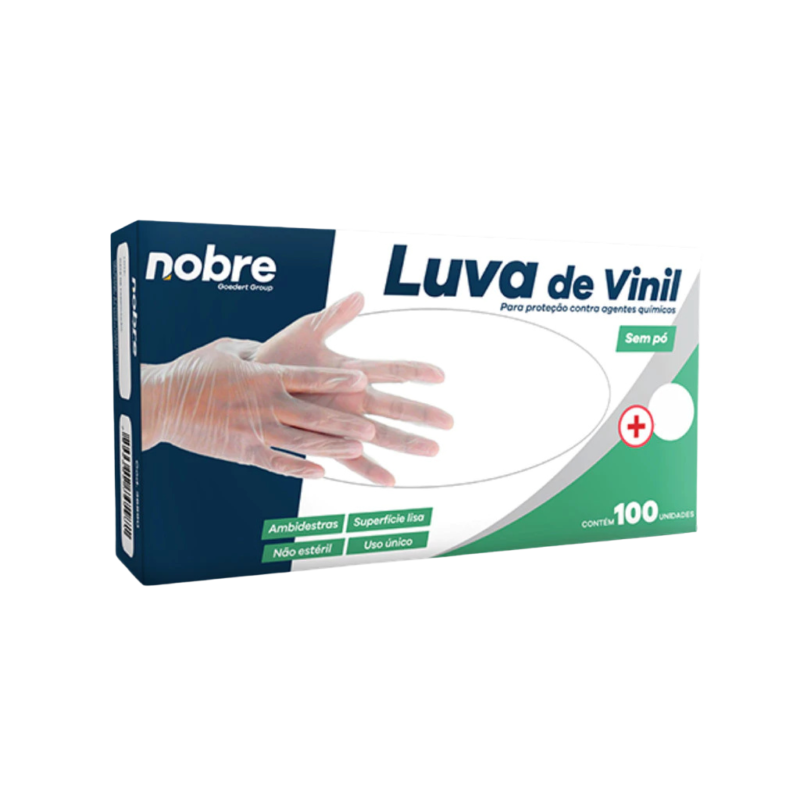 Luva de Vinil Transparente para procedimento (sem pó) – Nobre®