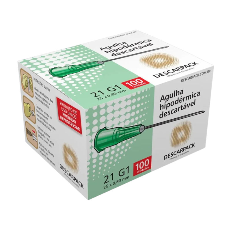 Agulha Hipodérmica Descartável Descarpack 25x0,80 mm