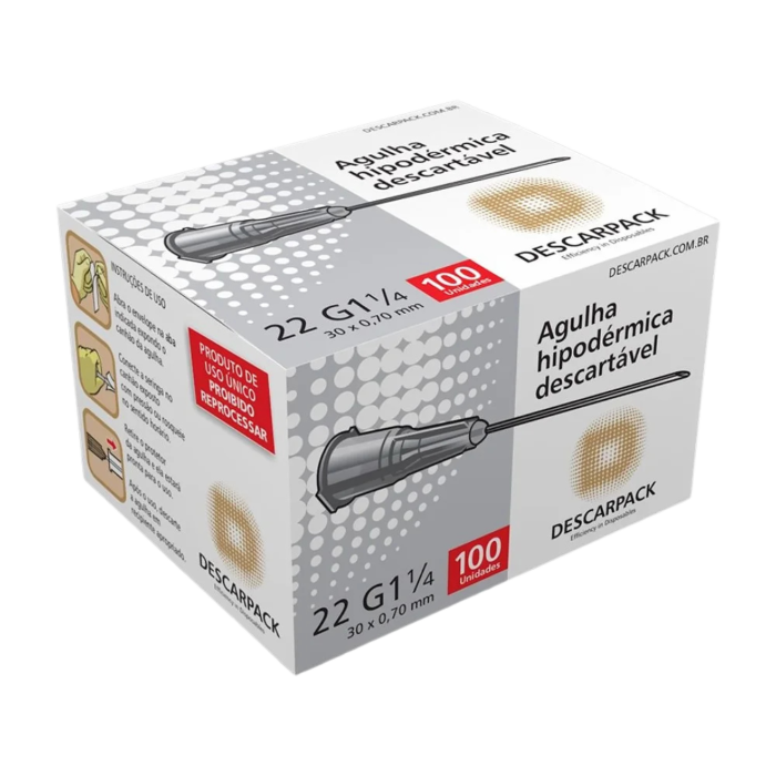Agulha Hipodérmica Descartável Descarpack 30x0,70 mm