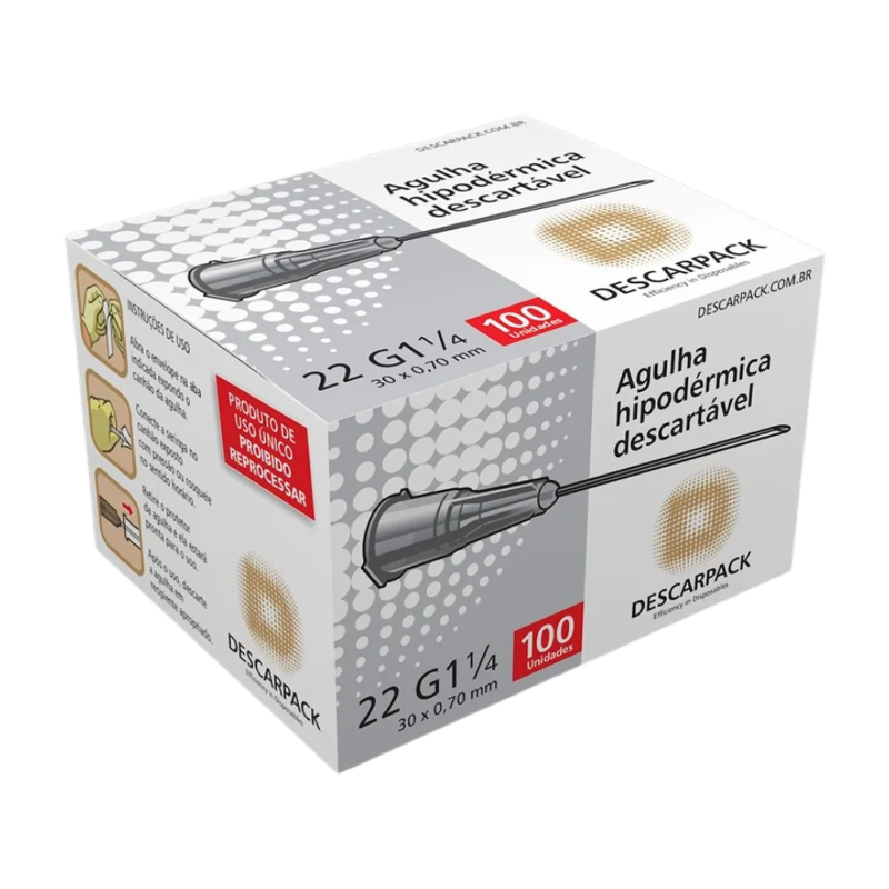 Agulha Hipodérmica Descartável Descarpack 30x0,70 mm