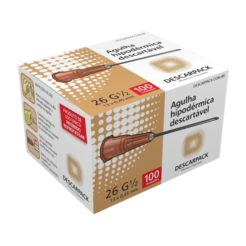 Agulha Hipodérmica Descartável Descarpack 13x0,45 mm